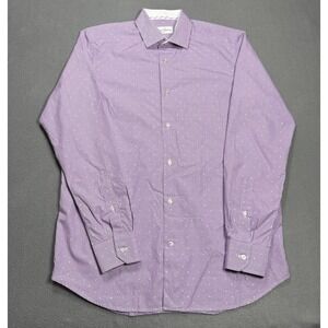 Robert Graham Shirt Mens Medium Purple White Micro-Tattersall Tailored Fit Slim